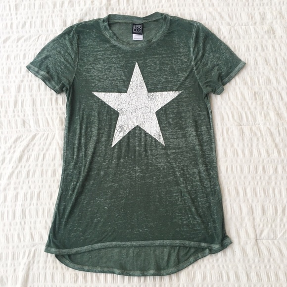 Modern Lux Tops - Modern Lux Green Star Graphic Burnout Tee M